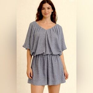 Mustard Seed Blue and White Polka Dot Dress